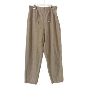 Vintage 90’s Linen Blend Women’s Tan Drawstring Pants Side Zip Trouser 12